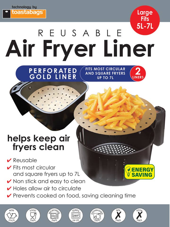 Forros Reutilizáveis para Fritadeira de Ar 7L – Perfurados, Pack de 2 por atacado de Planit Products