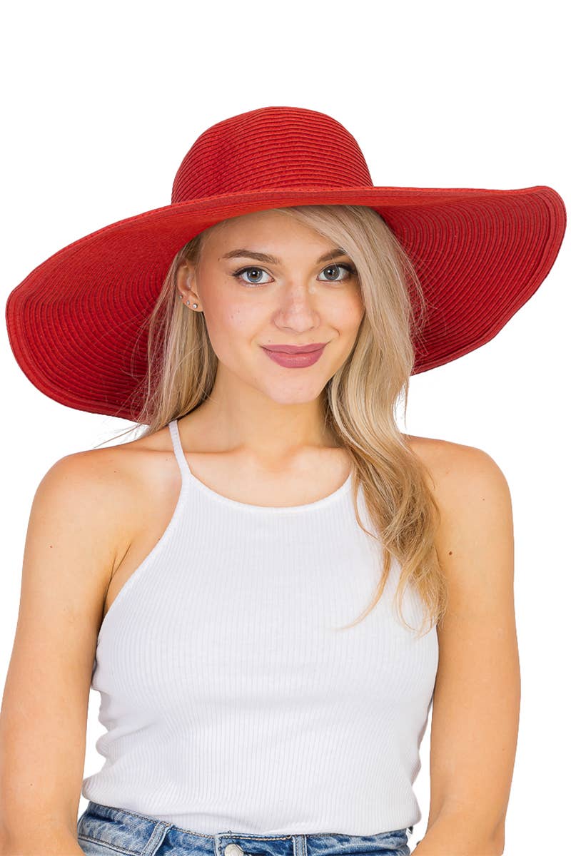 Cap Zone - Wholesale Straw Hat - Women's - Wire Brim Straw Beach Sun Hat44