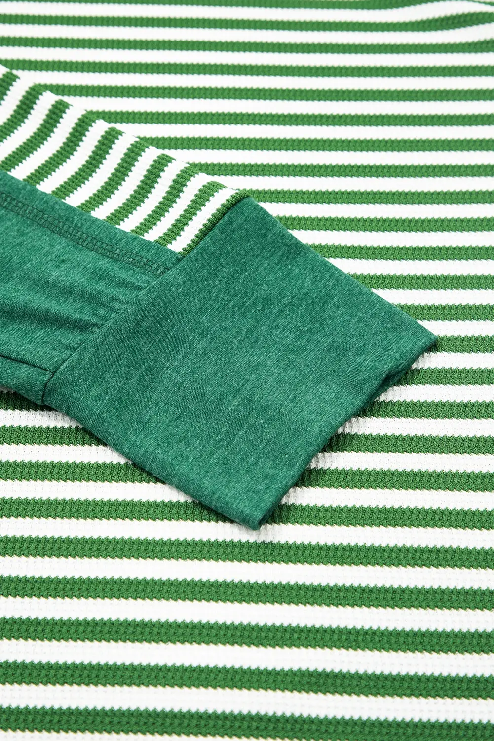 Green Stripe Exposed Seam Patchwork Plus Size Thermal Top for wholesale on Faire6