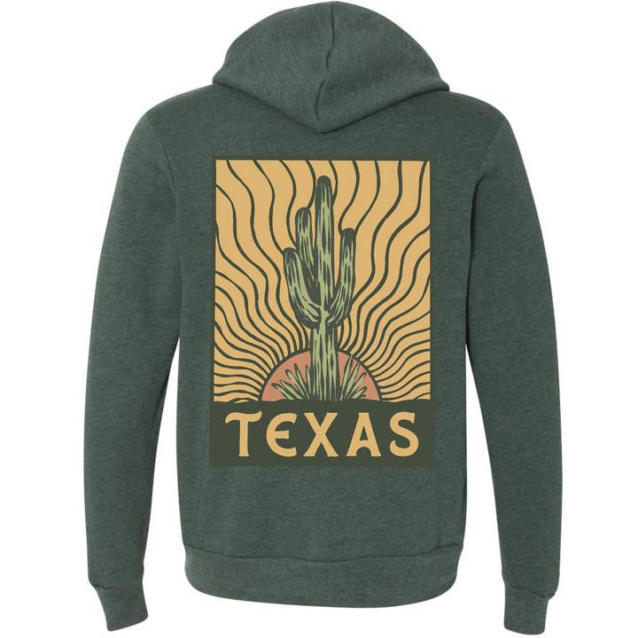 Desert Sunset Texas Zipper Hoodie for wholesale by State Bliss