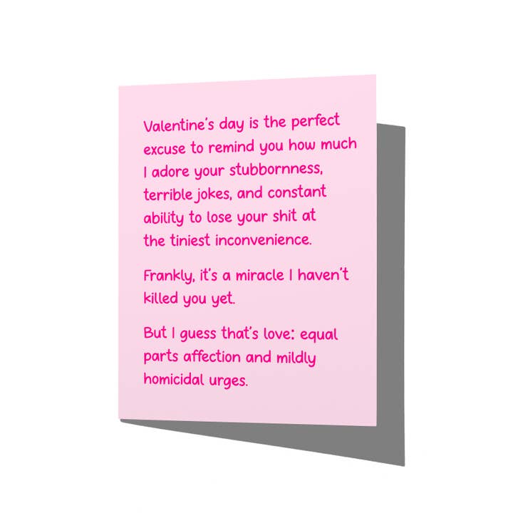Homicidal Urges Valentine's Day Funny Dark Humor Greeting Card for wholesale by La Folie Press