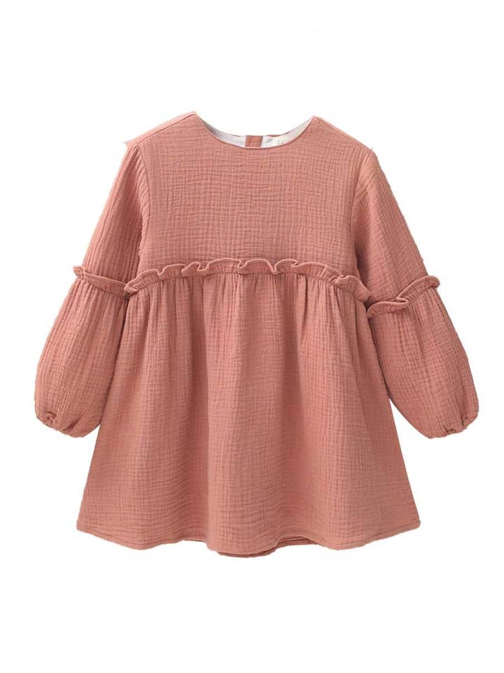 Rose Caldera Long Sleeve Ruffle Girl's Dress for wholesale on Faire