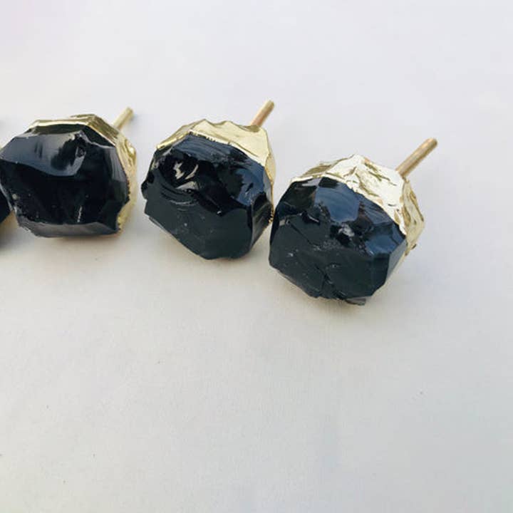 The Tangerine Store - Wholesale Knob/Pull - Set of 6 Large Black Obsidian Glass Classic Vintage Finish Cabinet Drawer Pull Wardrobe Dresser Interior Decorative Handle2