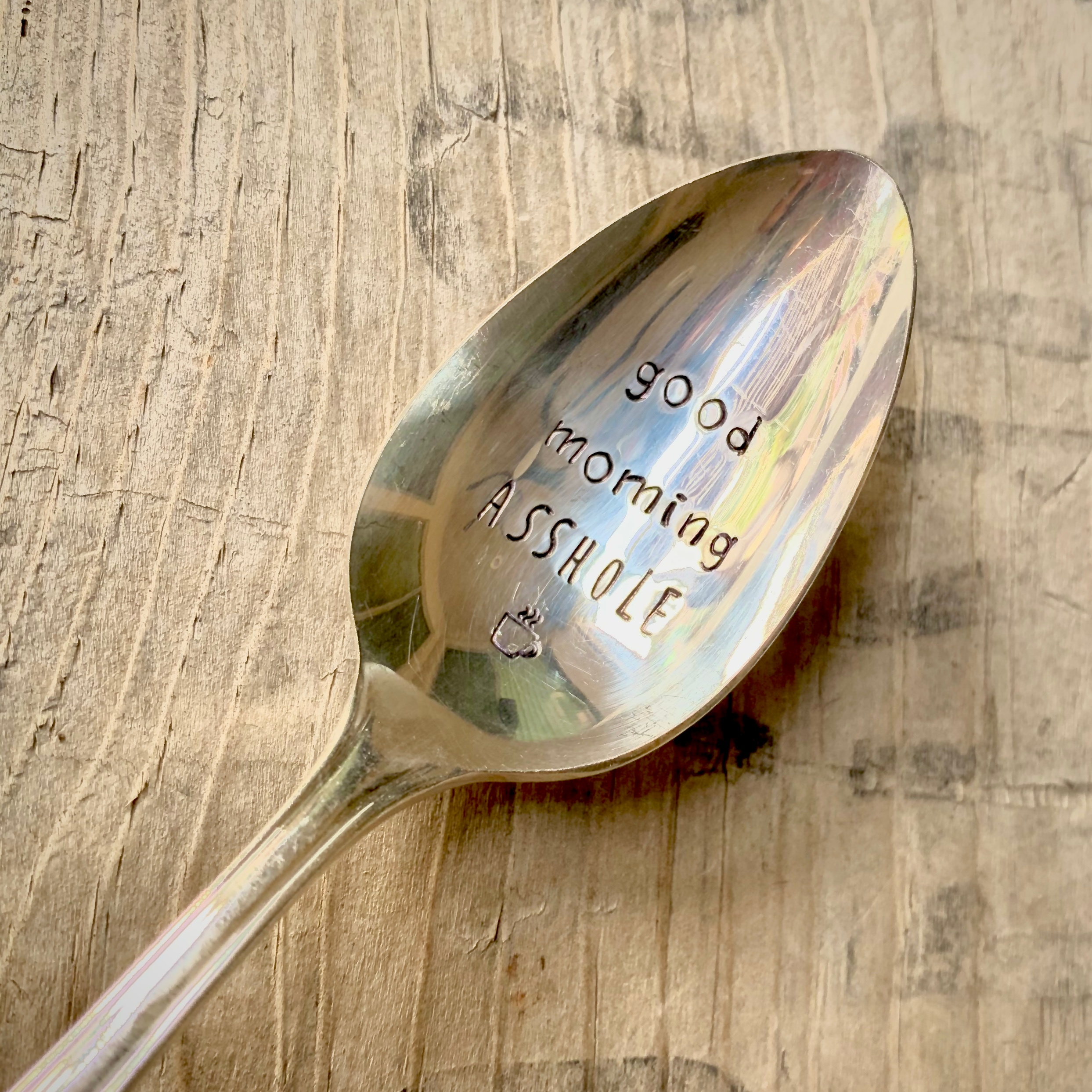 Pumpernickel and Wry – Engroshandel Bordske (bestik) – Naughty Coffee Tema Håndstemplede Vintage sølvskeer10