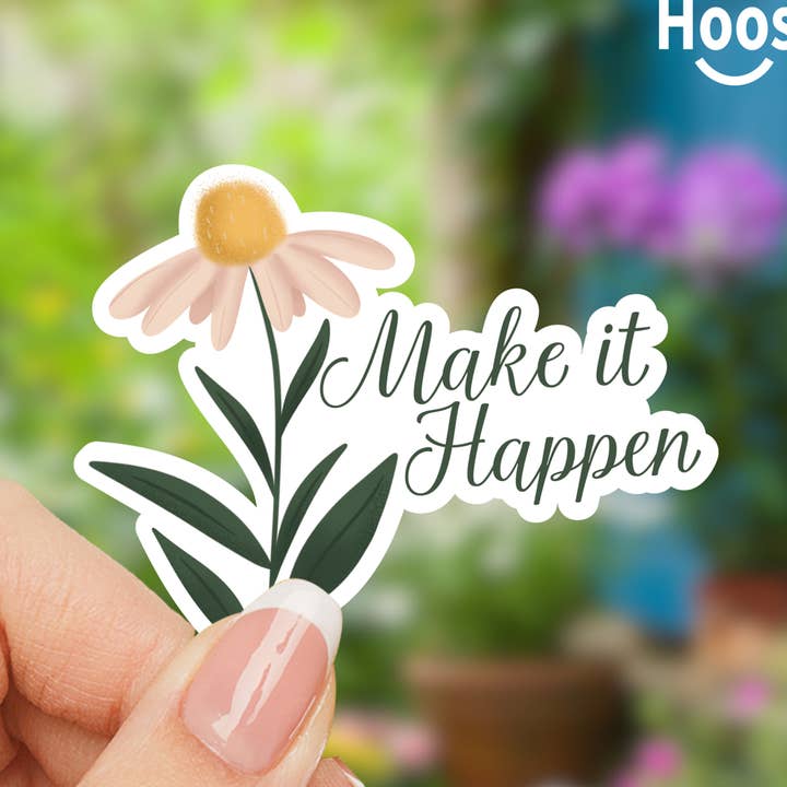 Autocolante Margarida "Faz Acontecer" de 3" por atacado de Happy Hoos