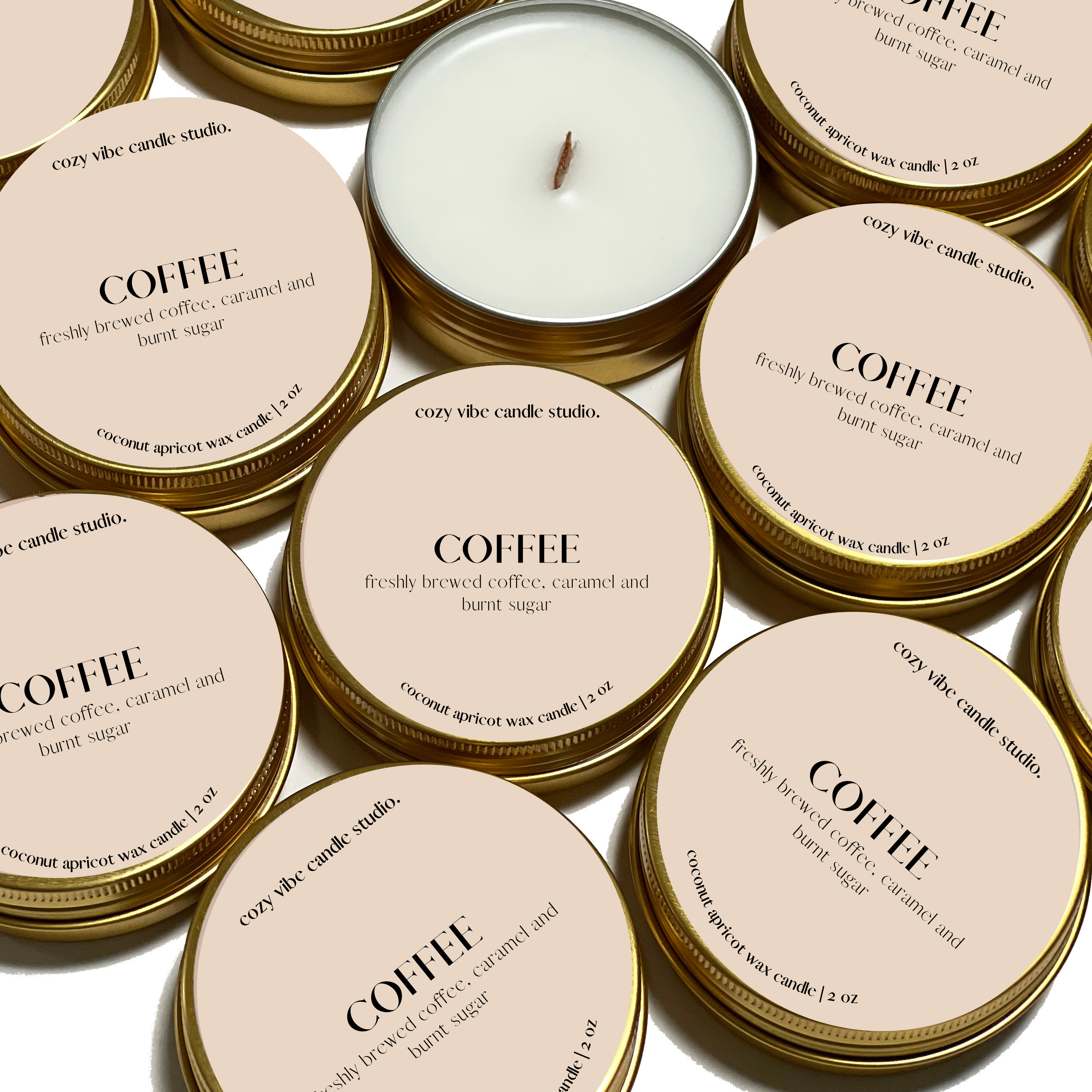 Cozyvibecandlestudio - Vendita all'ingrosso Candele da viaggio - Caffè | Candela da viaggio 2oz0