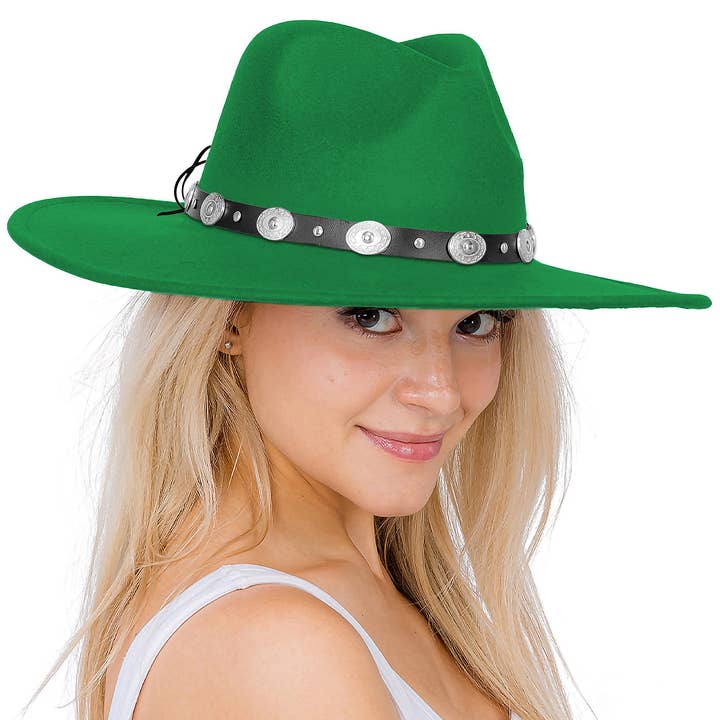 Cap Zone – Fedora - Mulher por atacado – Chapéu de Feltro Rancher de Aba Larga com Cinto de Conchas16