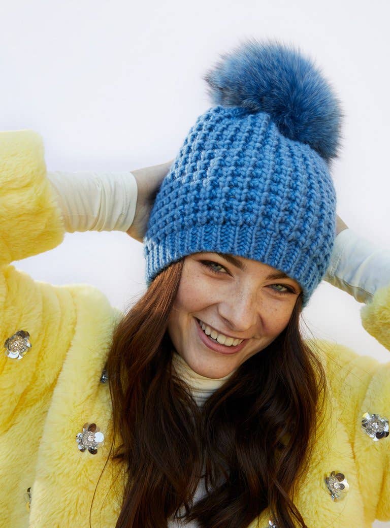 Kyi Kyi - Vendita all'ingrosso Berretto - Donna - Berretto slouchy classico con pompon in vera pelliccia di volpe - colori divertenti8