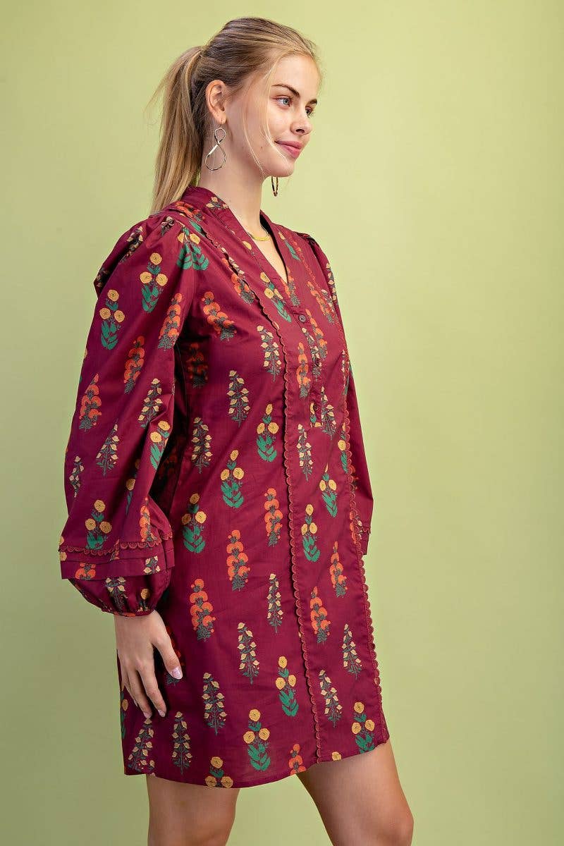 Vanilla Monkey – Vestido - Mulher por atacado – Vestido Mini com Estampa Floral e Meio Abotoamento1