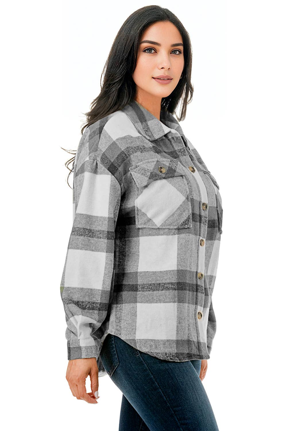 Color 5 - Wholesale Shirt Jacket/Shacket - Women's - Plaid flannel shacket basic shirt jacket w/fur lined inside1