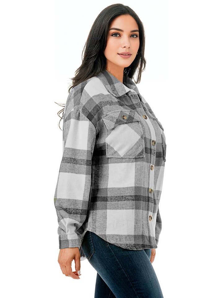 Color 5 - Wholesale Shirt Jacket/Shacket - Women's - Plaid flannel shacket basic shirt jacket w/fur lined inside1