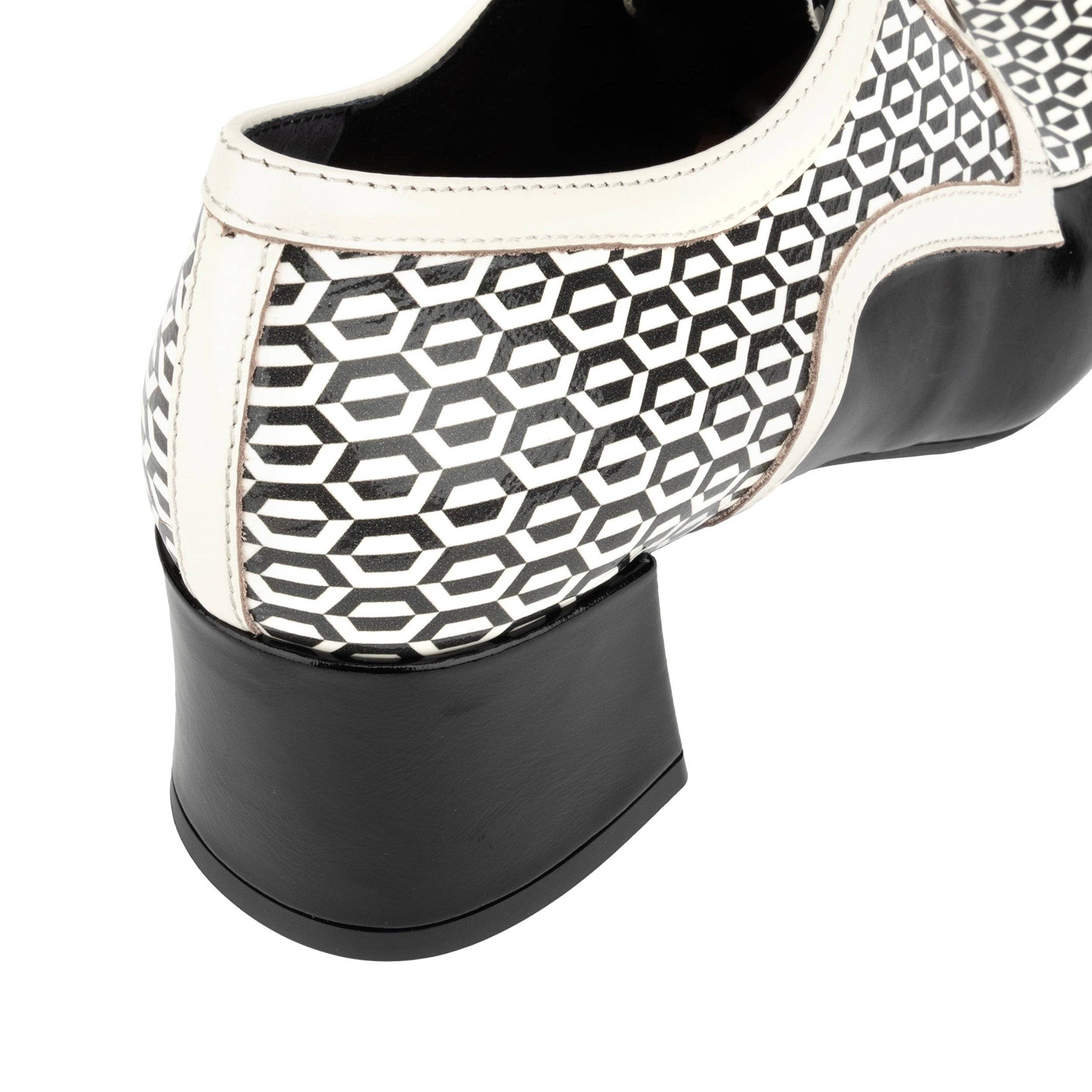 Embassy London – wholesale Low heels – Women′s – Sovereign - Black & white Optical - Women's leather lace up shoe with block heel7