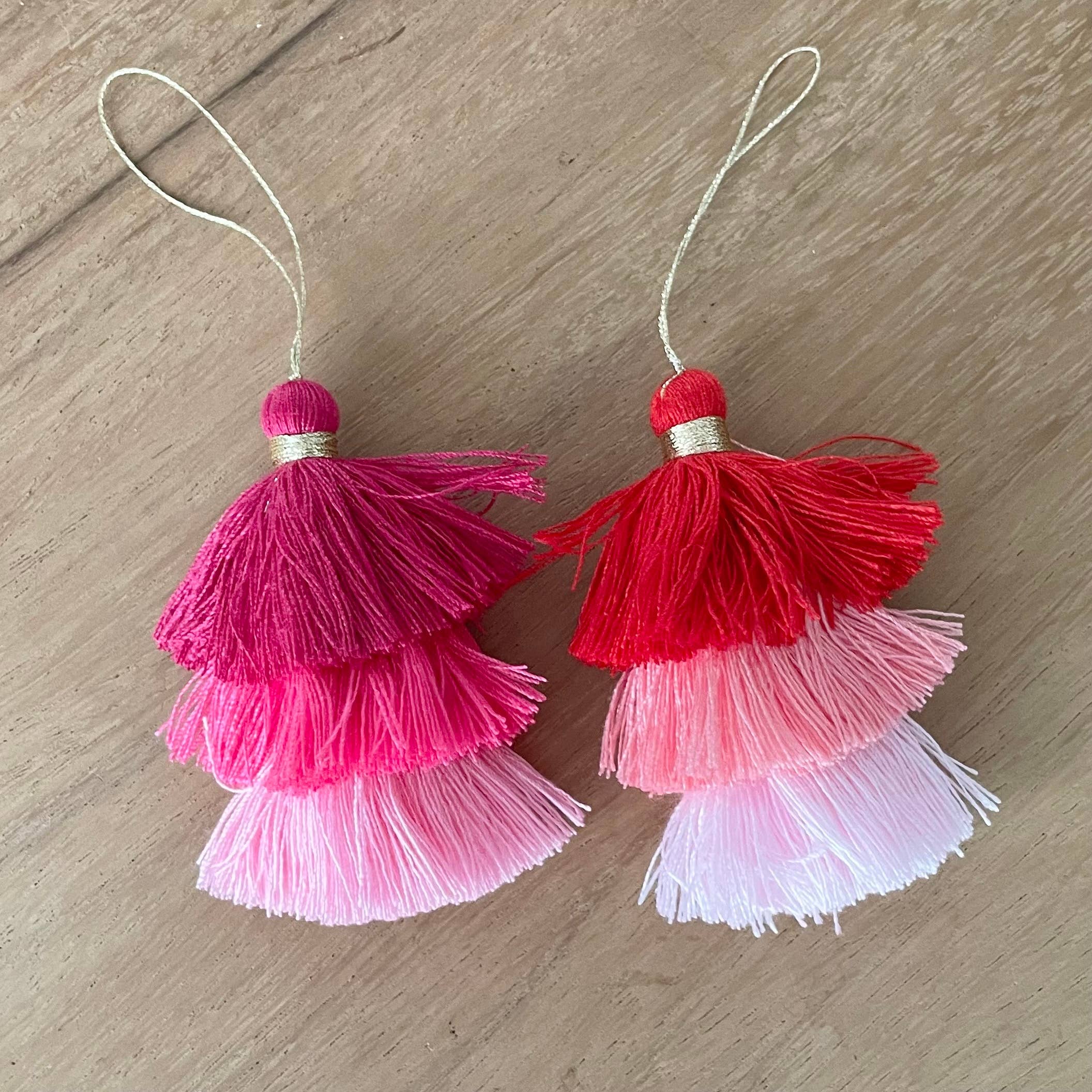 Palmy Pineapple - Wholesale Keychain - Women's - 3 Tiered Ombre Cotton Tassel with Gold Loop15