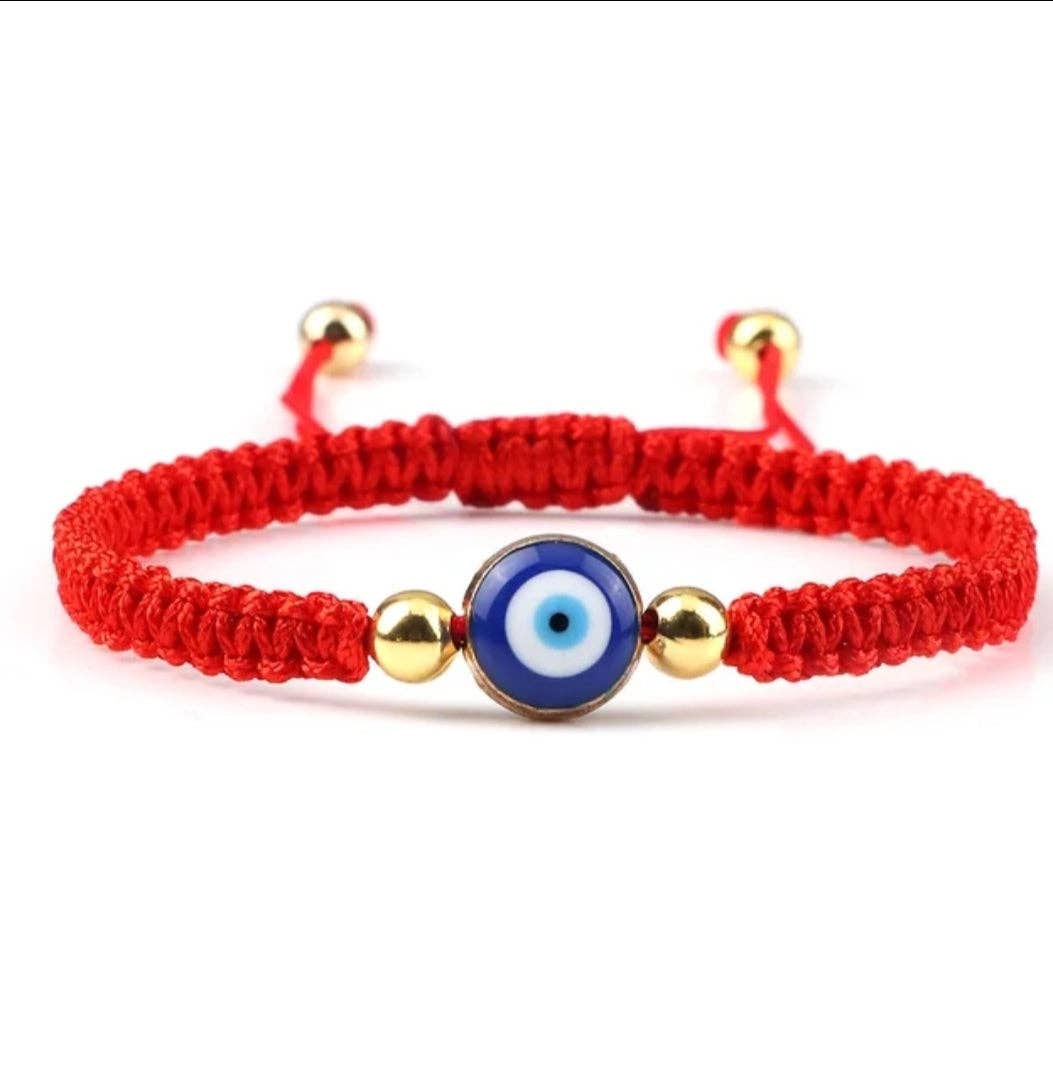 2 Greeks Inc - Wholesale Woven/Braided Bracelet - Handwoven Evil Eye Adjustable Bracelet – Gold Bead Accents3