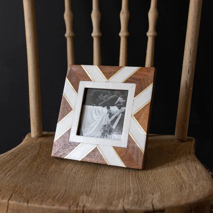 Kira 4x4 Photo Pieced Geometric Picture Frame Acacia Wood for wholesale by Foreside Home & Garden