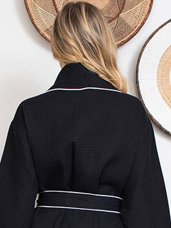 Lotus Linen - Wholesale Robe – Women's - Knee-Length Waffle Robe for Women19