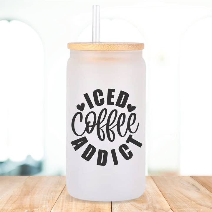 Ice Coffee Addict Beer Can shaped glass for wholesale by BB’s Shebang