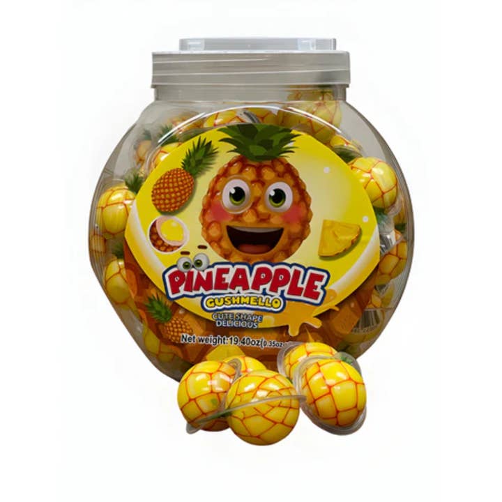 Zoomi Pineapple Gushmello Gummy Candy Jar 0.35oz - 55ct for wholesale by I Got Your Candy