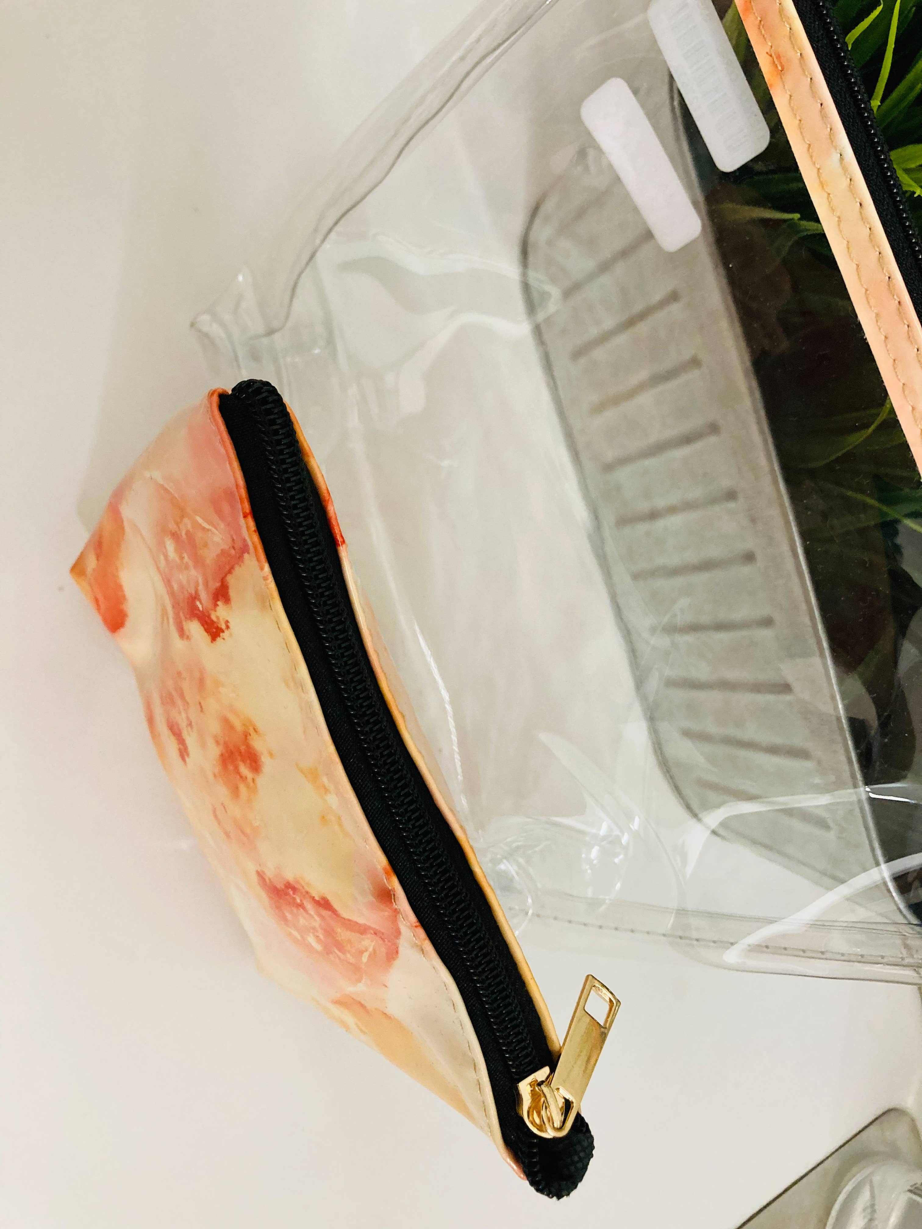 Justin & Taylor – Großhandel Schmink-/Kosmetiktasche – Marbleized Cloud | Kosmetiktaschen-Set mit 2 Beuteln — marmorierte und durchsichtige Beutel7