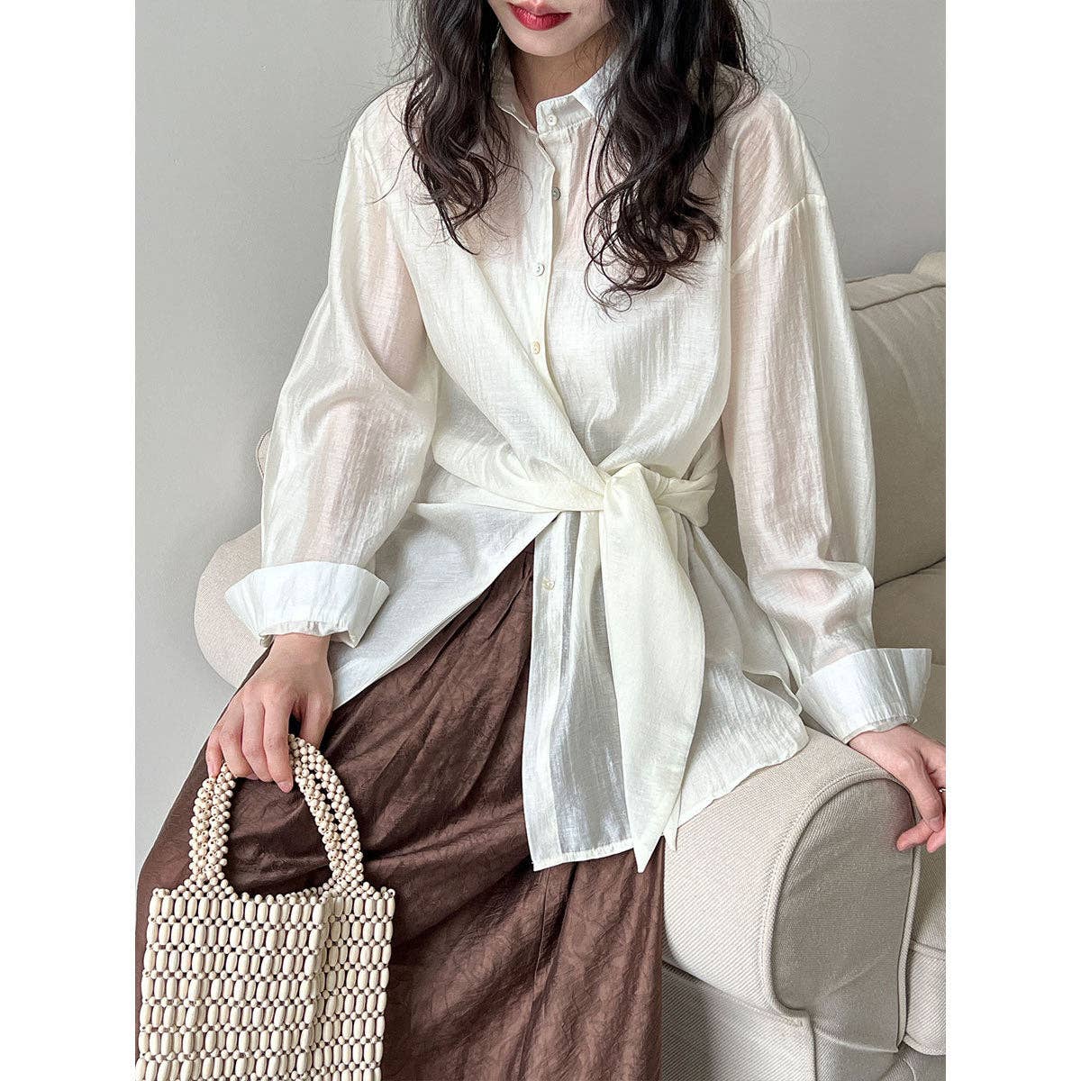 Marayn - Wholesale Button Down Shirt - Women's - 2025 NEW Luxe Tencel Sun Shirt Effortless French Style6