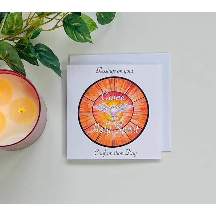 Emilia Rose Artwork LLC - Wholesale Confirmation & Communion Card - Holy Spirit Confirmation Card1