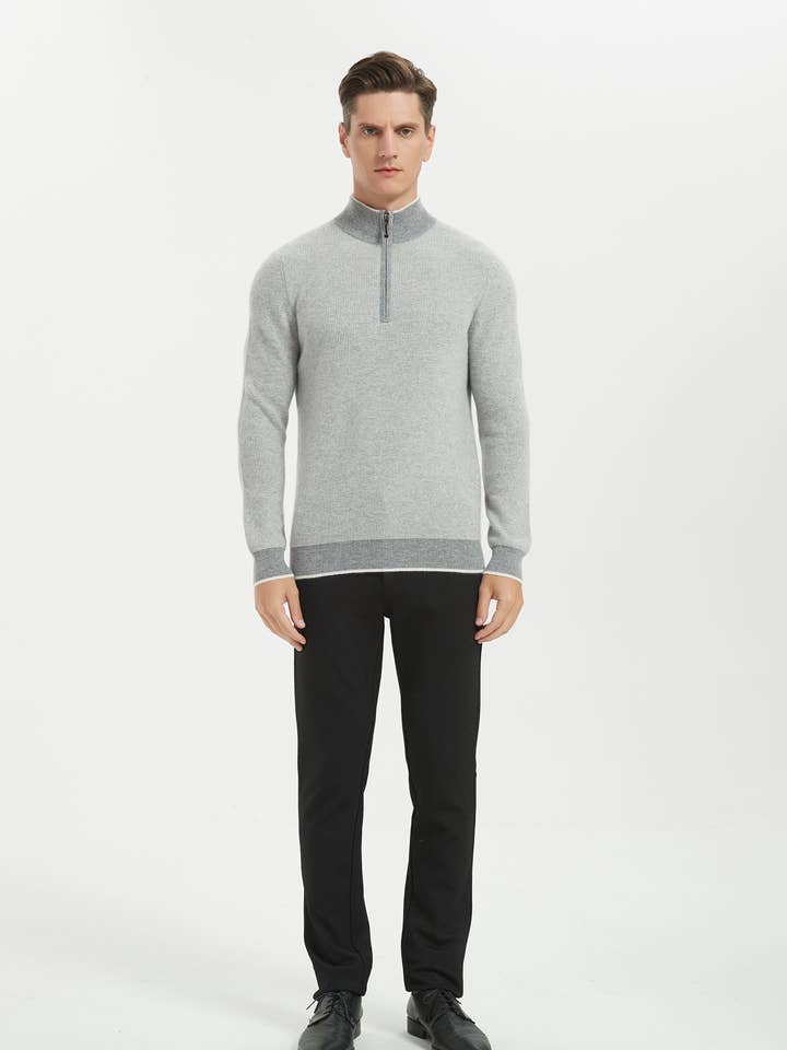 Men's Grade-A Cashmere Half-zip Sweater for wholesale by EWSCA