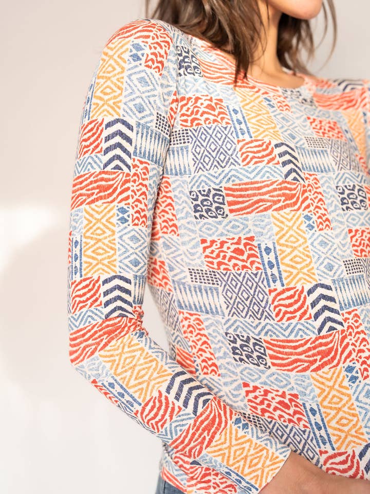 T-shirt met patchworkprint voor wholesale door Recollection Brand