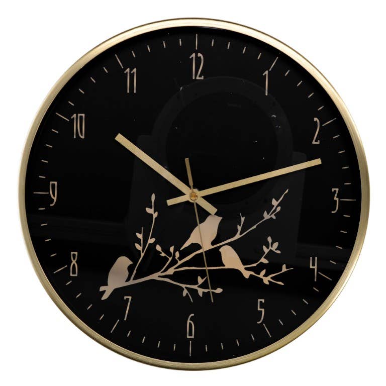 Sable Black Branch Aluminum Round Clock CM Ø31.6h4.9 for wholesale on Faire2