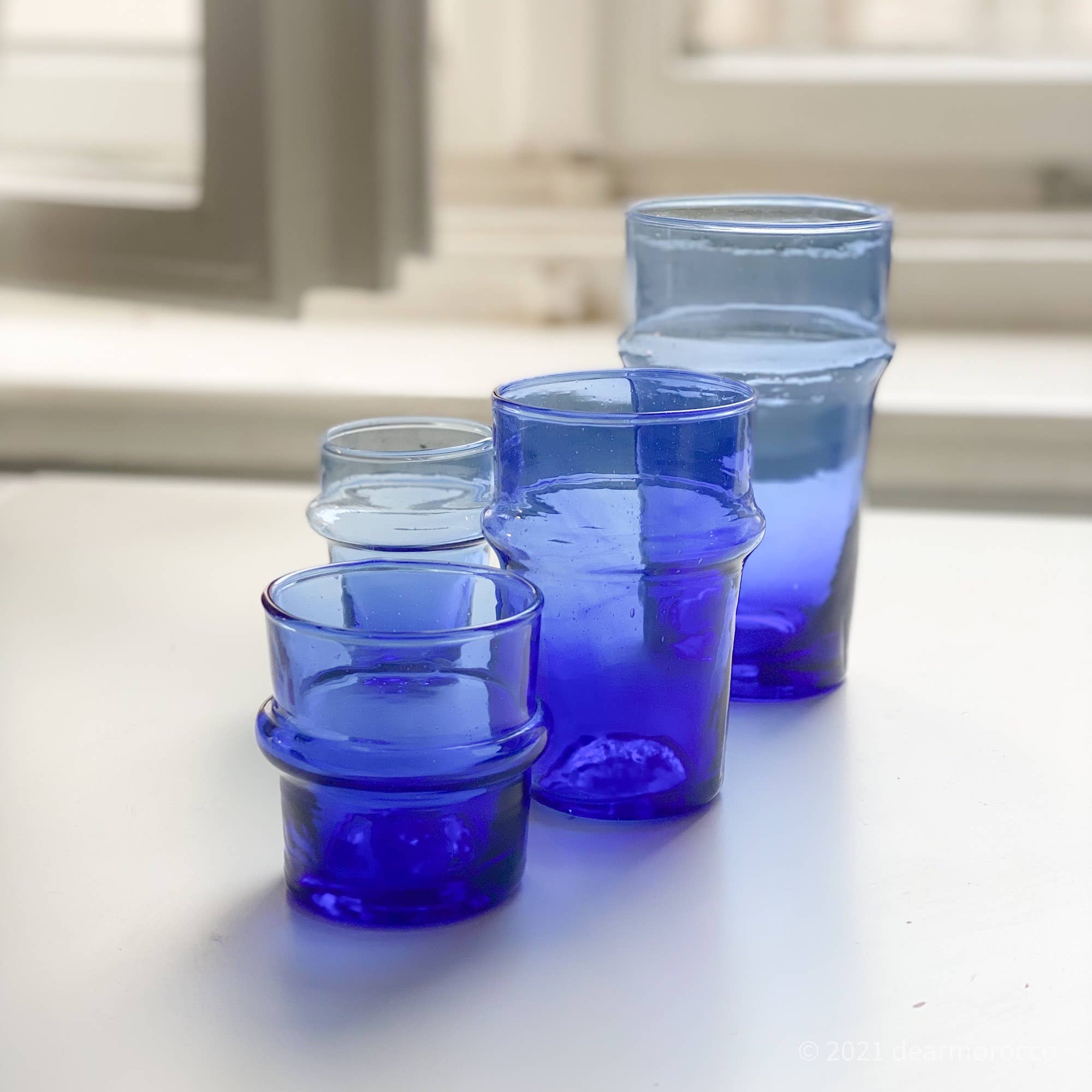 dear Morocco - Vente Verre/tasse - Verre à thé marocain recyclé BELDI bleu5