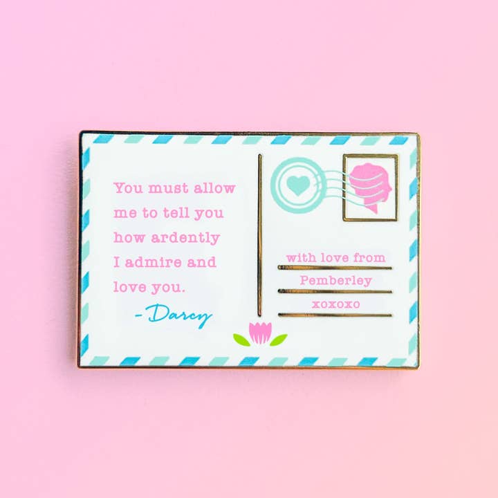 Joy Addict - Wholesale Lapel Pin/Button - Darcy's Postcard Enamel Pin
