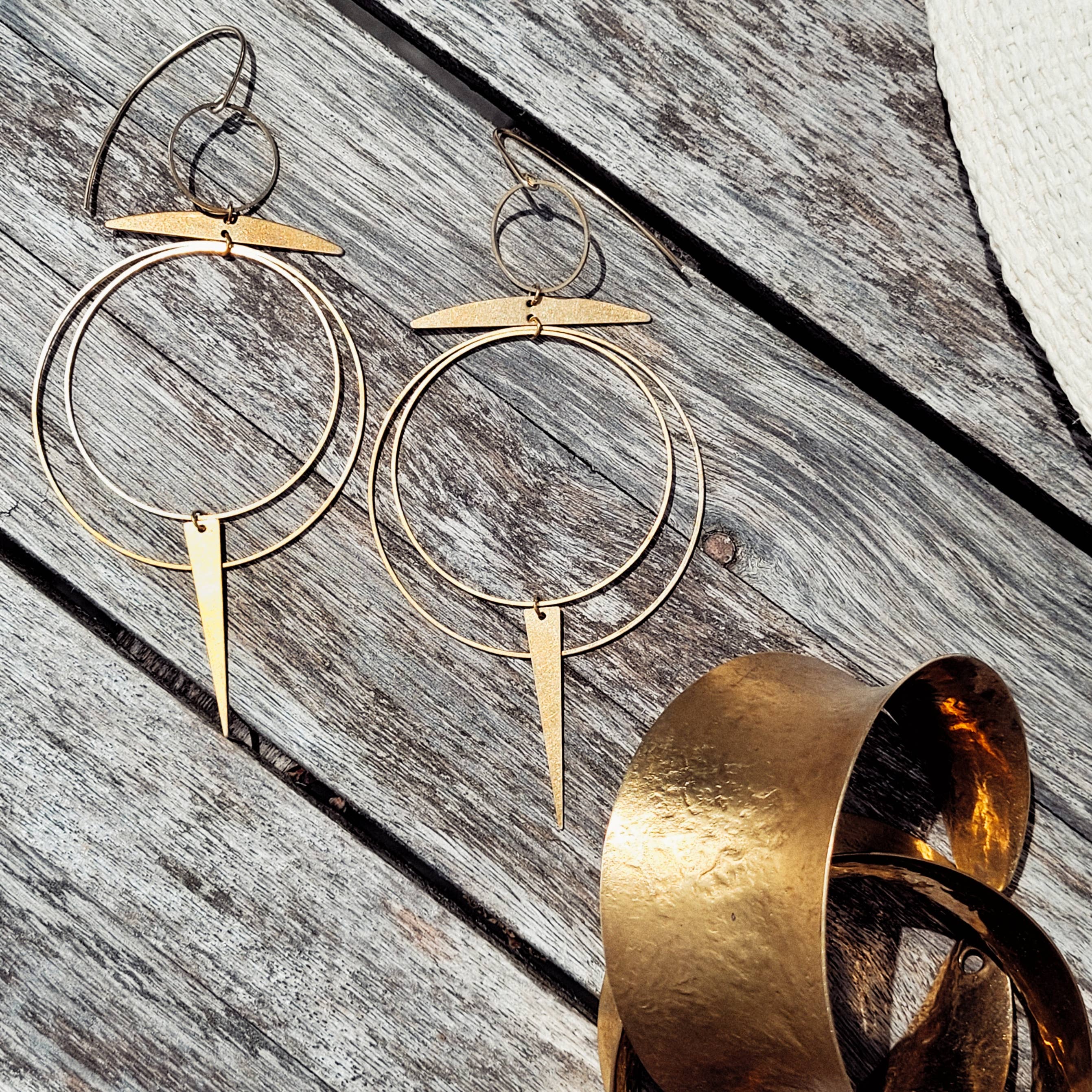 Bisjoux - Wholesale Dangle Earrings - Brass hoops big light chandelier earrings handmade solstice2