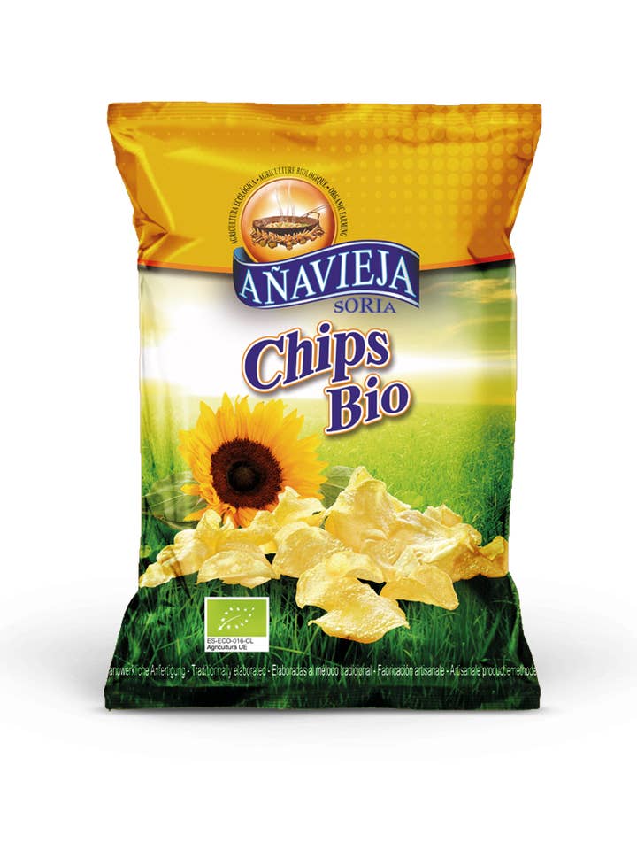 Biologische aardappelchips in zonnebloemolie voor wholesale door Aperitivos de Anavieja