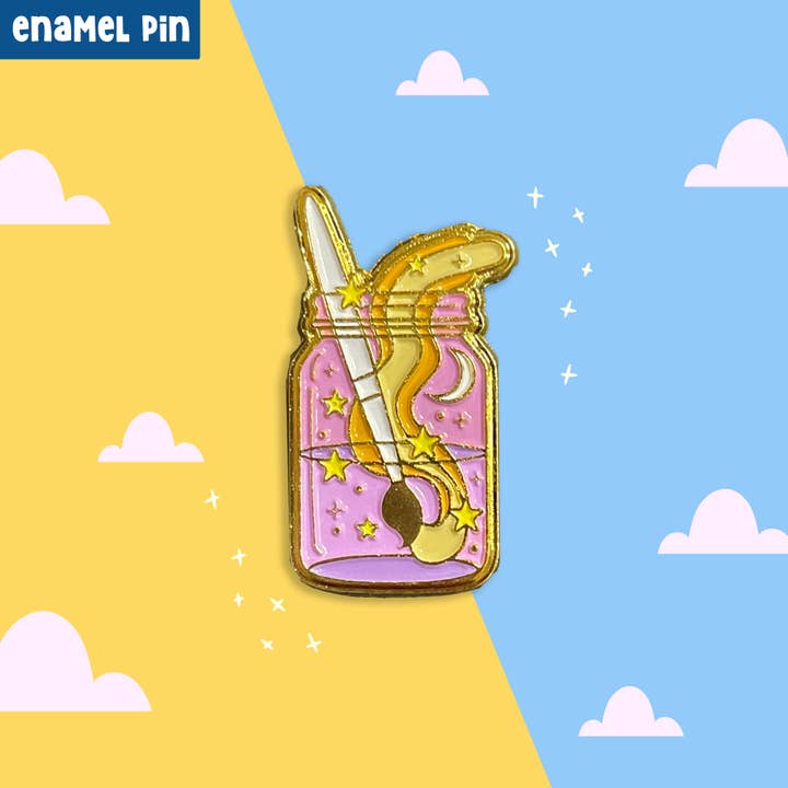 Spilla smaltata con pennello Magic Potion, regalo per menti creative per la vendita all'ingrosso da parte di Neha Lee Designs