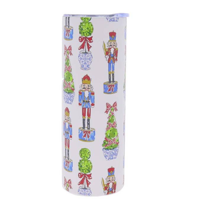 Jane Marie - Wholesale Insulated Mug/Tumbler - Festive Nutcracker 20 Oz. Skinny Tumbler With Lid And Staw