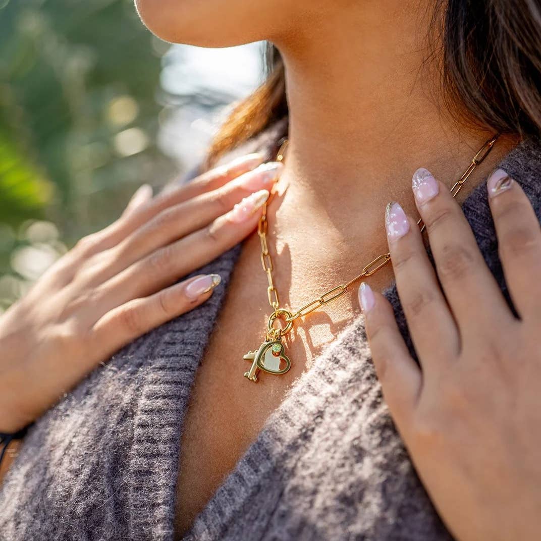 WJW - Wholesale Pendant/Charm Necklace - Stainless Steel Paperclip Carabiner Charm Holder Necklace12