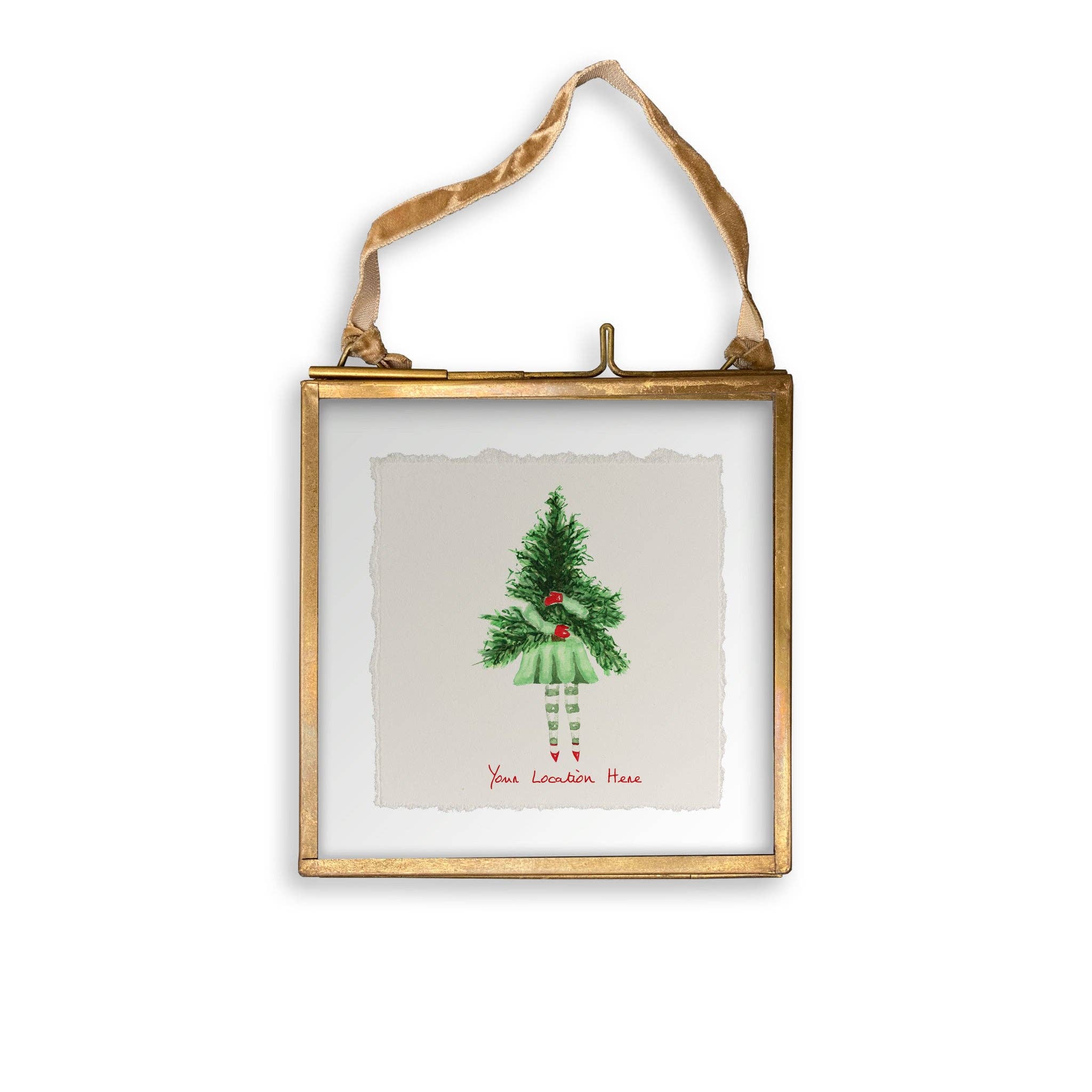 French Graffiti – wholesale Tea towel – Lady with Christmas Tree and Location12