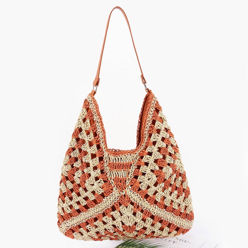 3AM BY H&D ACCESSORIES - Wholesale Beach Bag - Faux Straw Hobo Bag6
