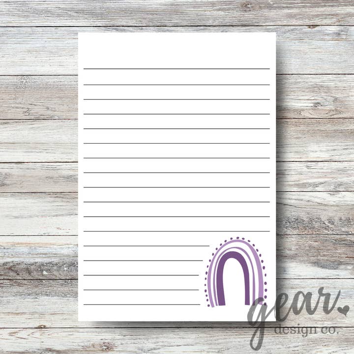Bloc-notes à lignes arc-en-ciel violet pour la vente par Gearhart Design Co.