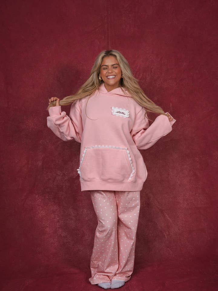 I love you to the moon & back hoodie - bubblegum for wholesale by Faded Moon