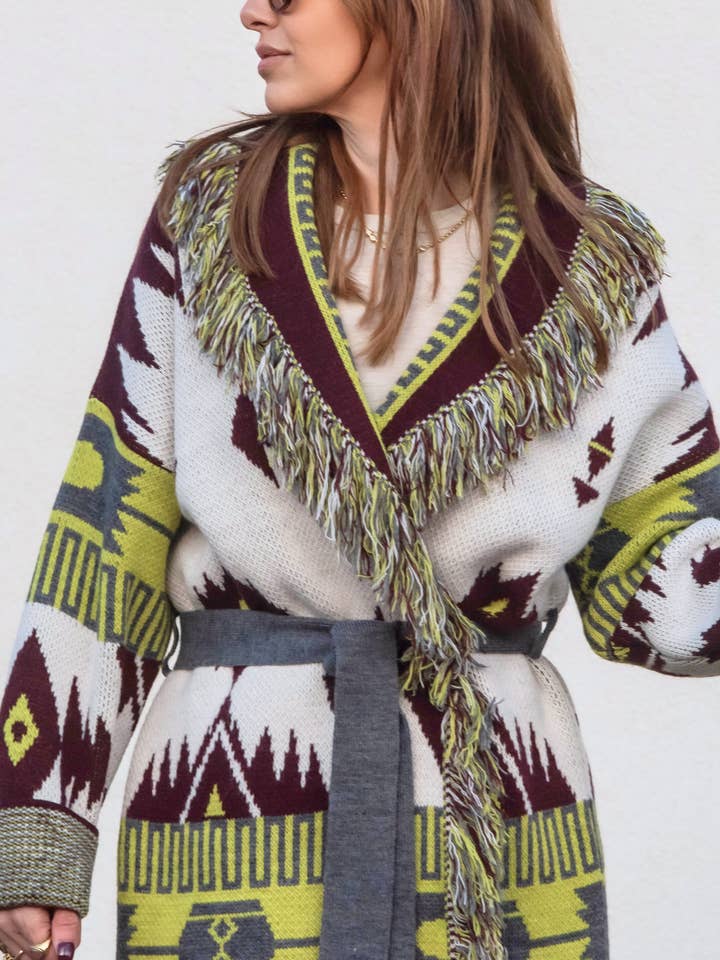 Cardigan Astrid - Mix Lime/Vino per la vendita all'ingrosso da parte di Libby Loves