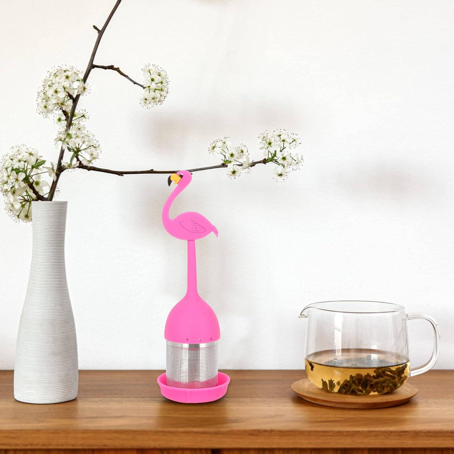 Magnifique Hearts - Wholesale Tea Strainer/Infuser - Flamingo Silicone Tea Infuser with Stainless Steel Mesh5