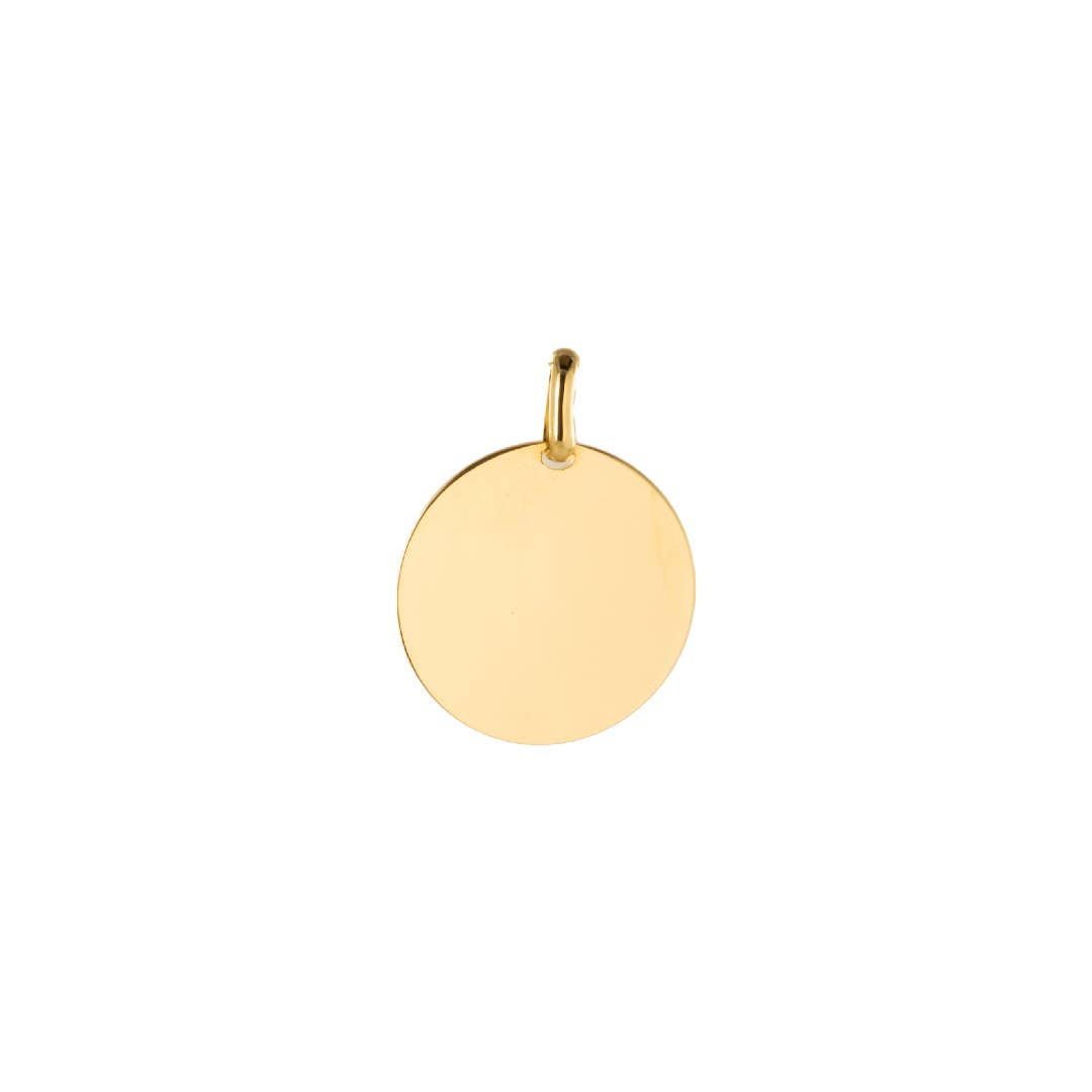 Bijoux Fabrication Française - Wholesale Individual Charm/Pendant - Engravable Pendant – Smooth Round Shape 18Kt Gold Plated 3µ 7