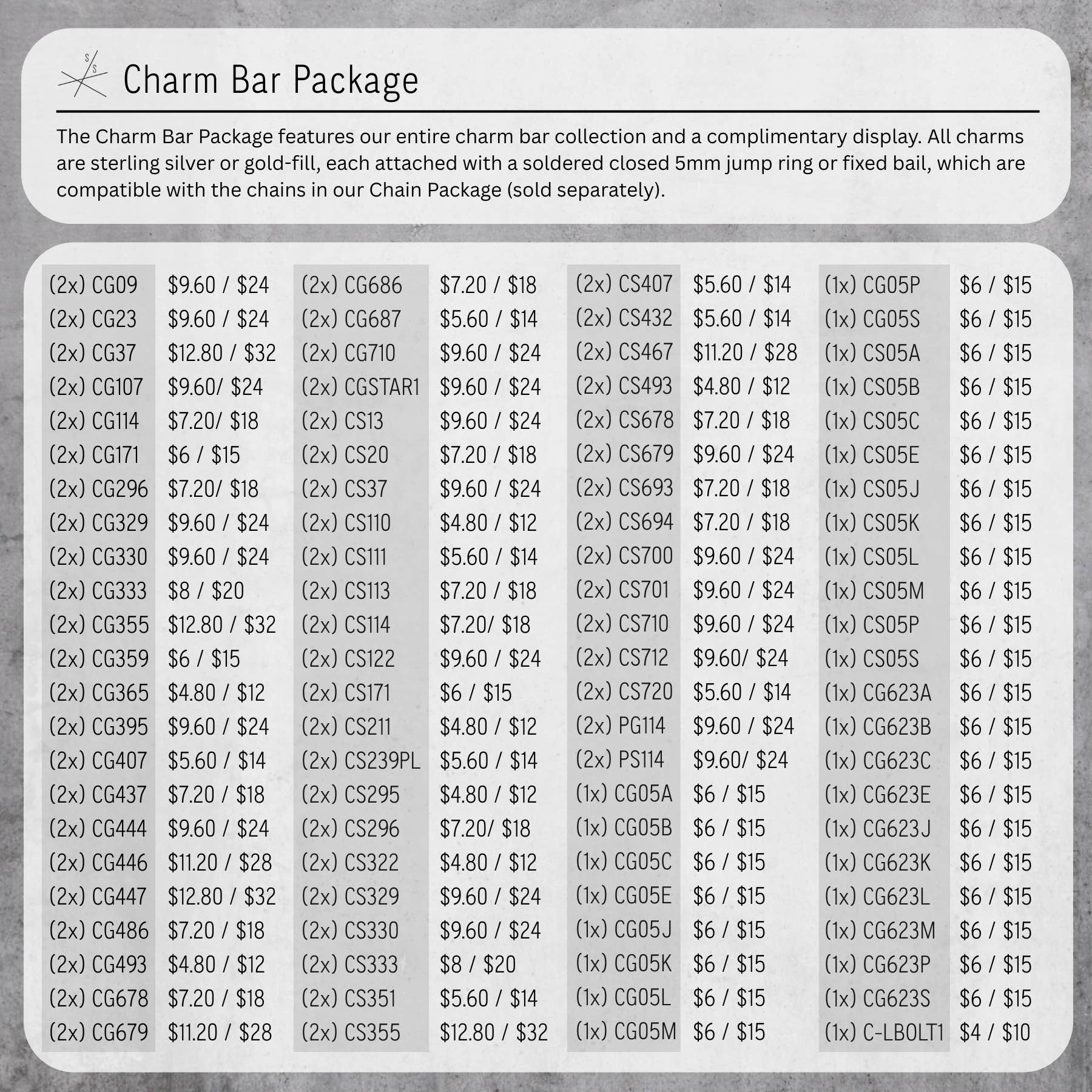 Something Silver - Wholesale Jewelry Set - Charm Bar Package8