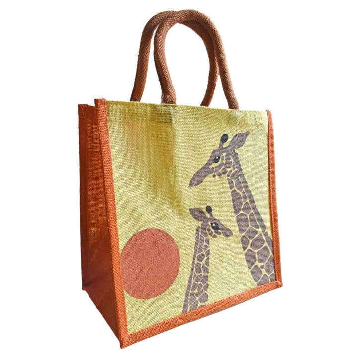 Saco de Compras de Juta, Girafa 30 x 30cm por atacado de Shared Earth