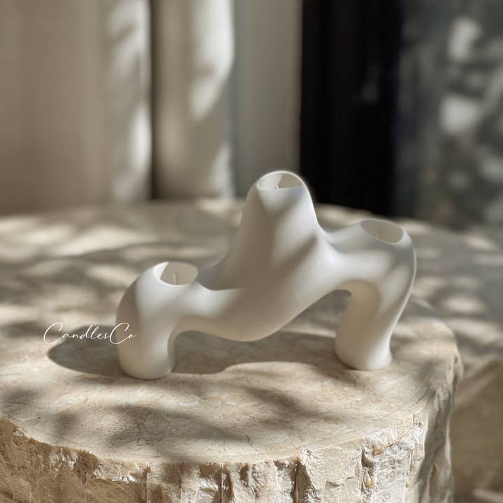 White Alora Candlestick Holder for wholesale on Faire3