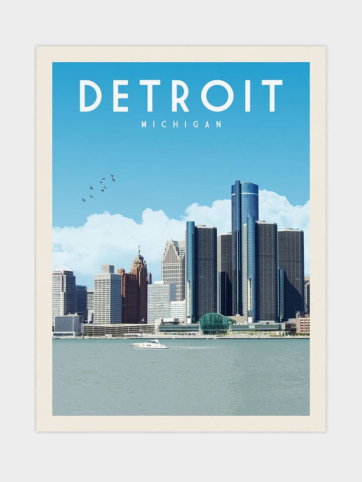 Detroit, Michigan - Impressão de Viagem Vintage por atacado de Vintaprints