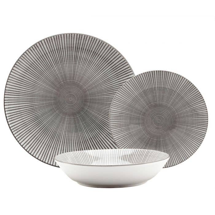 Godinger - Wholesale Dinnerware Set - Laura Grey Porcelain Dinnerware Set, Services Four