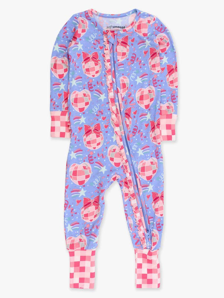 Blue SoftSnooze™ Baby Girls Bamboo Viscose Pink Disco Party Convertible Ruffle One Piece Footie Pajama
for wholesale on Faire0