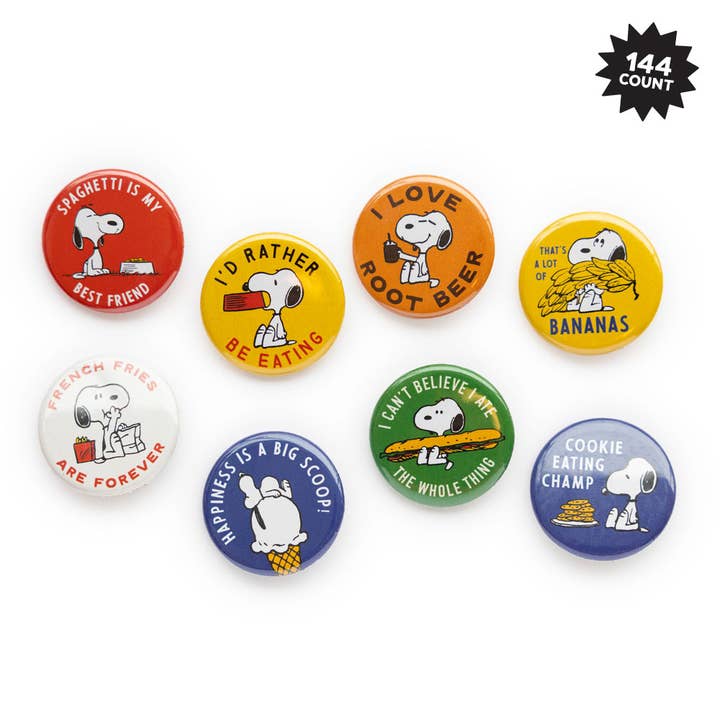 Three Potato Four - Wholesale Lapel Pin/Button - 3P4 x Peanuts® - Snoopy Button Box (Food Edition)