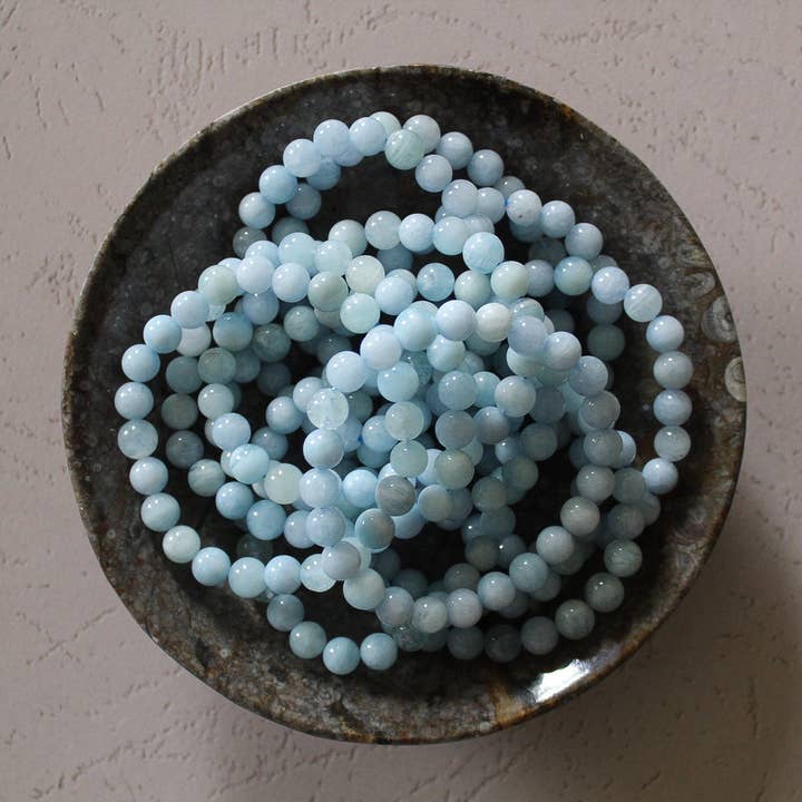 Pebble House - Wholesale Beaded Bracelet - Aquamarine Bracelet 4mm/6mm/8mm - Crystals & Stones